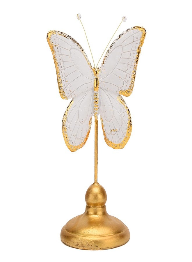 BRABUD Resin Butterfly Statue Gold & White Modern Home Bedroom Desk Shelf Decor Wedding Gifts Collection 9.1''(H) TQSHBS32 - Image 1